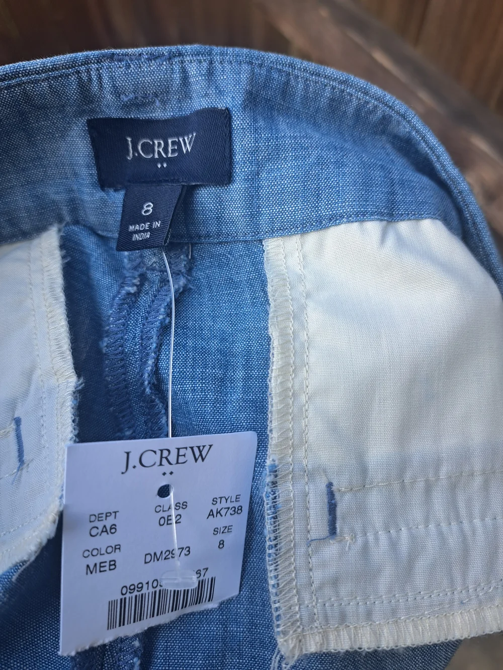 J. Crew Chambray Scalloped Hem High-Waist Shorts - Light Blue
